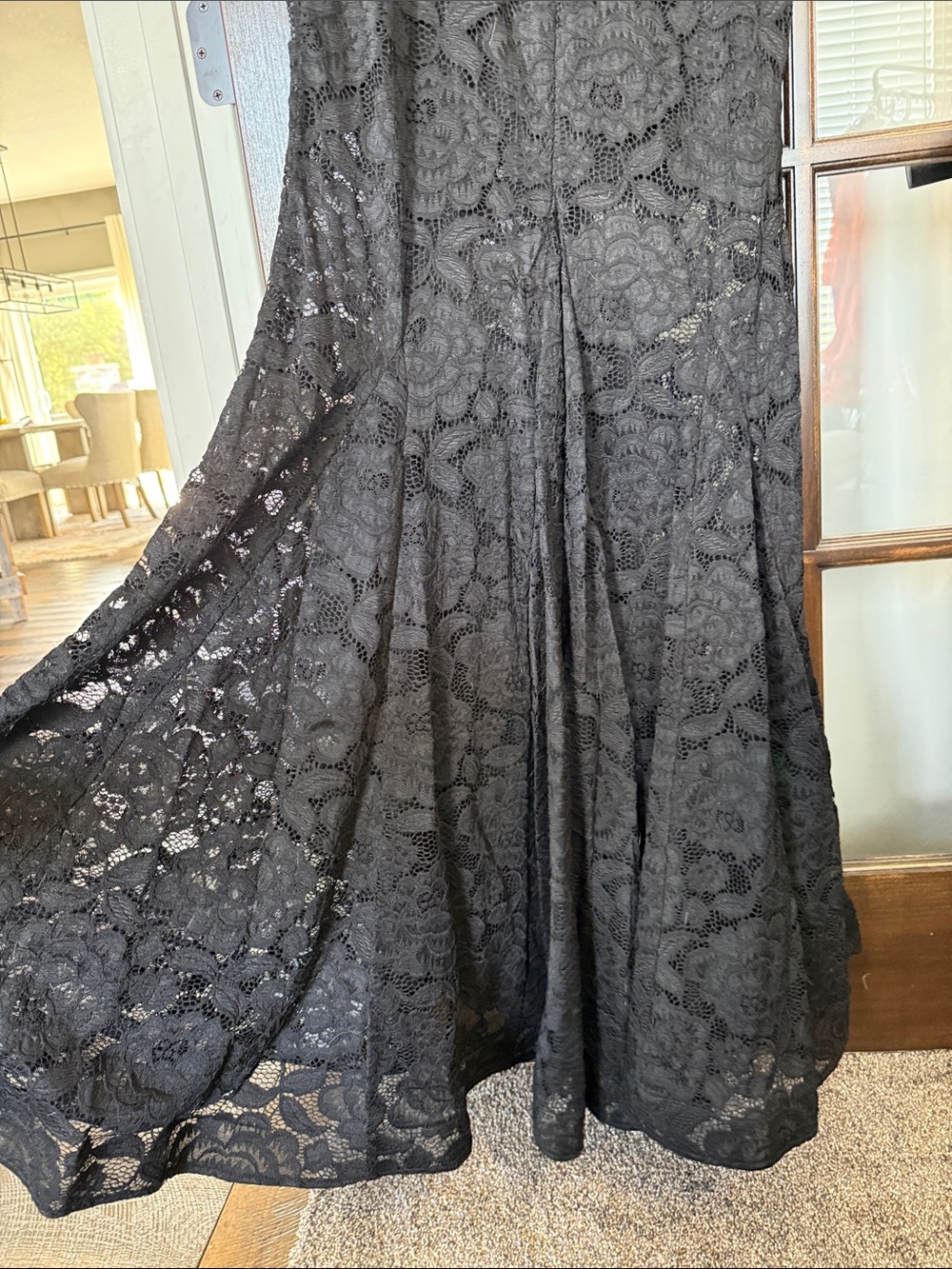 Betsy Adam WhimsiGoth Black Lace Sleeveless Maxi Dress - Elegant Evening Wear - Picture 6 of 6